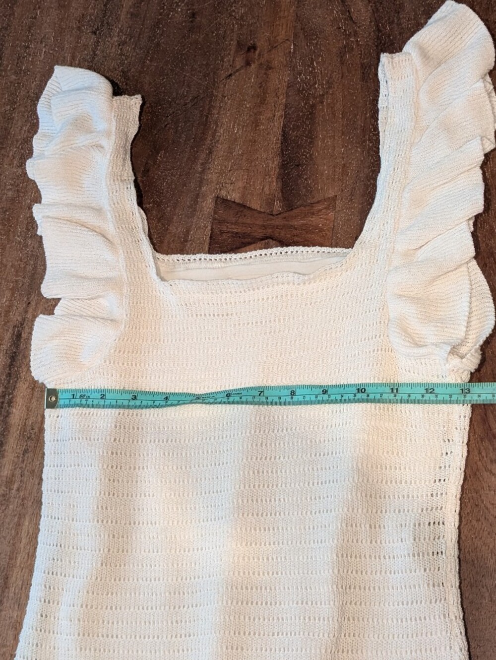 Anthropologie Ruffled Pointelle Mini Dress | Ivory | XS - Picture 10 of 10